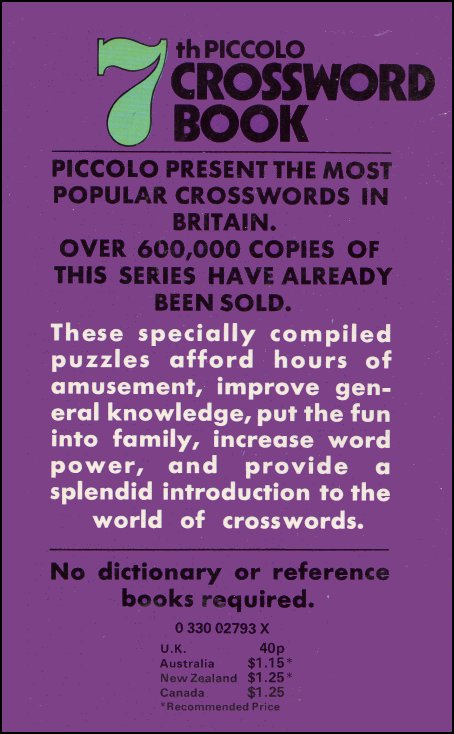 7th Piccolo Junior Crossword Book