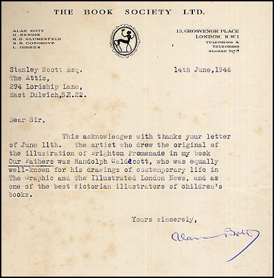 Book Society Letter From Alan Bott